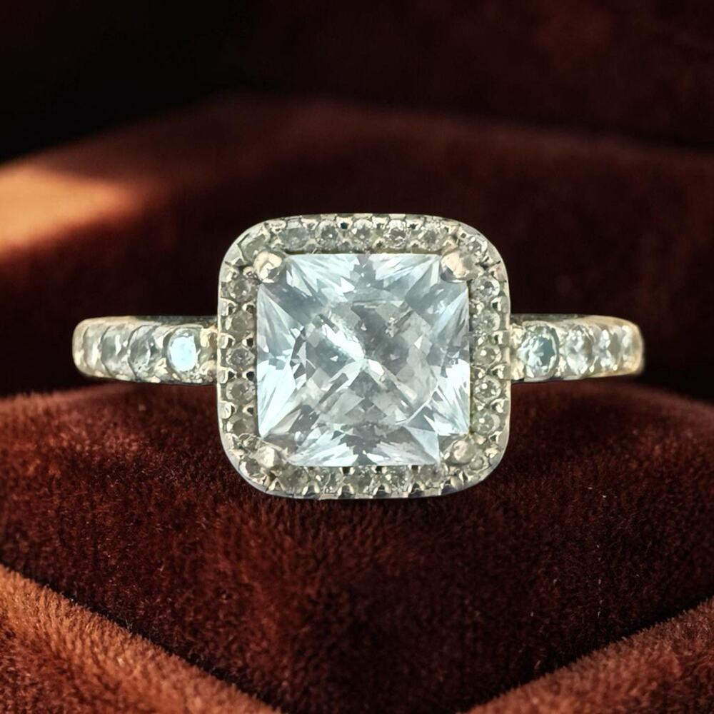 Pandora Timeless Elegance Rose Gold Square Cubic Zirconia Stackable Ring Sz 4.75